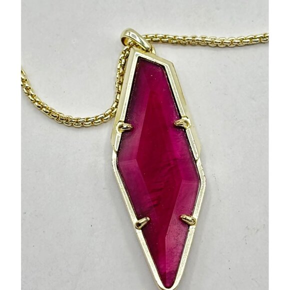 Kendra Scott Gold-Tone Long Necklace With Red Faceted Stone Pendant - Picture 3 of 6